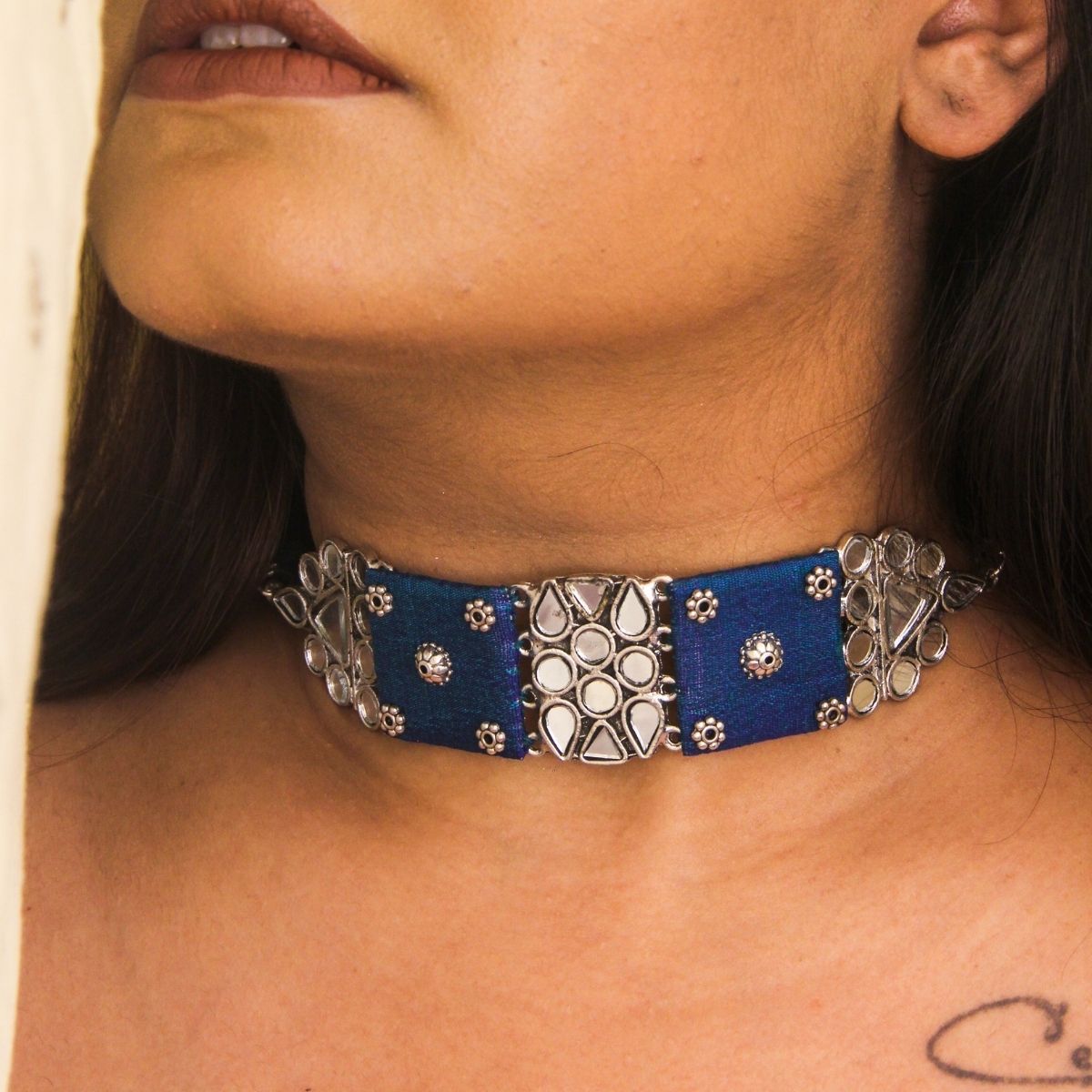 Raw Silk Mirror Choker